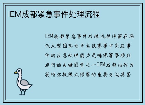 IEM成都紧急事件处理流程