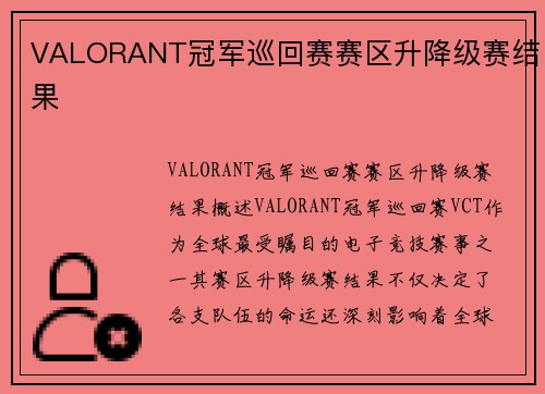 VALORANT冠军巡回赛赛区升降级赛结果