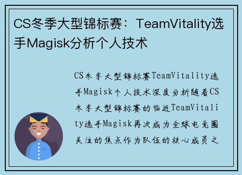 CS冬季大型锦标赛：TeamVitality选手Magisk分析个人技术